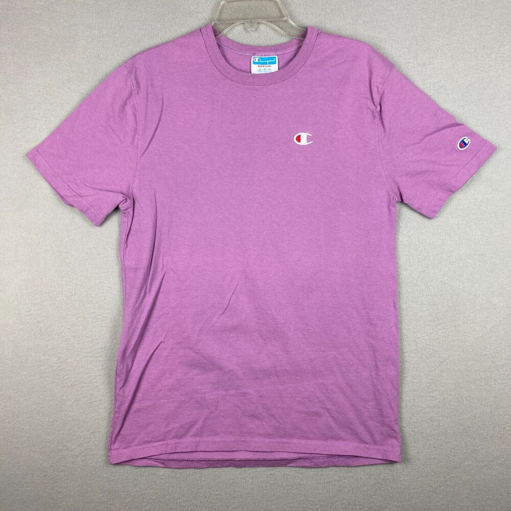 Champion Men's Medium Life Heritage Crewneck Tee T-Shirt Purple Embroidered Logo